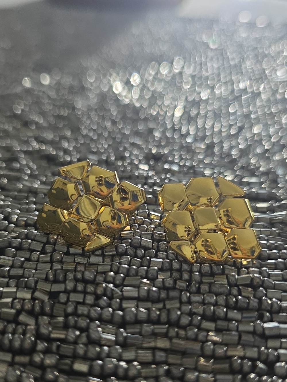 Napier Gold Honeycomb Cluster Stud Earrings
